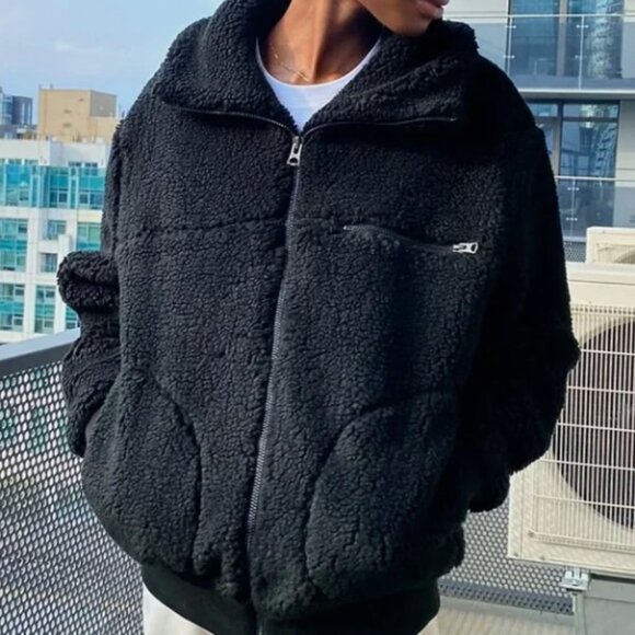 Aritzia Jackets & Blazers - Aritzia - Wilfred Free - Zip Up Teddy Jacket - Black - Size M